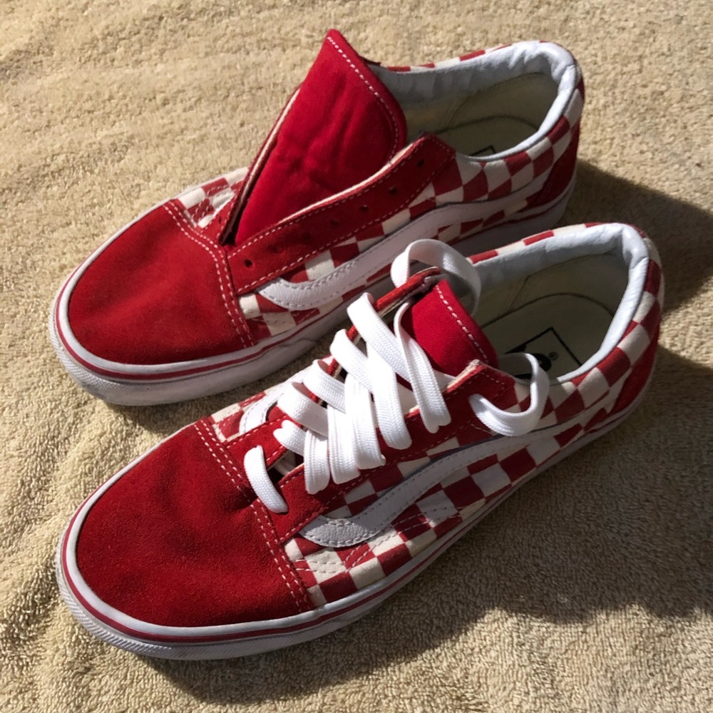 Red checkered Vans